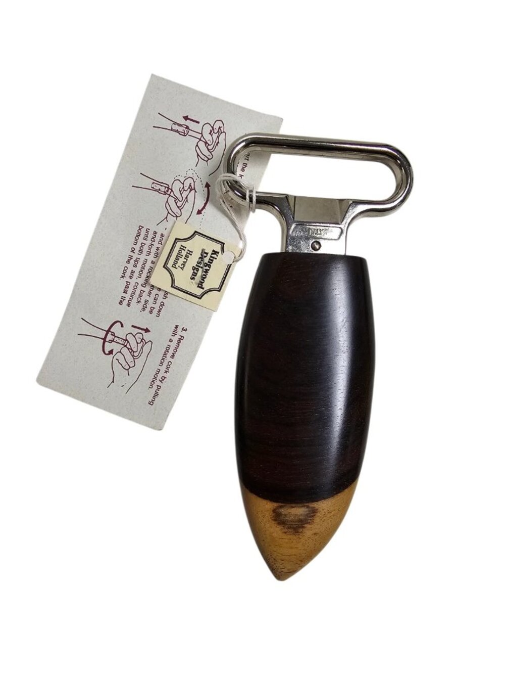 Carved Wood Handle Franmara Two-Prong Cork Extractor - Made in Italy